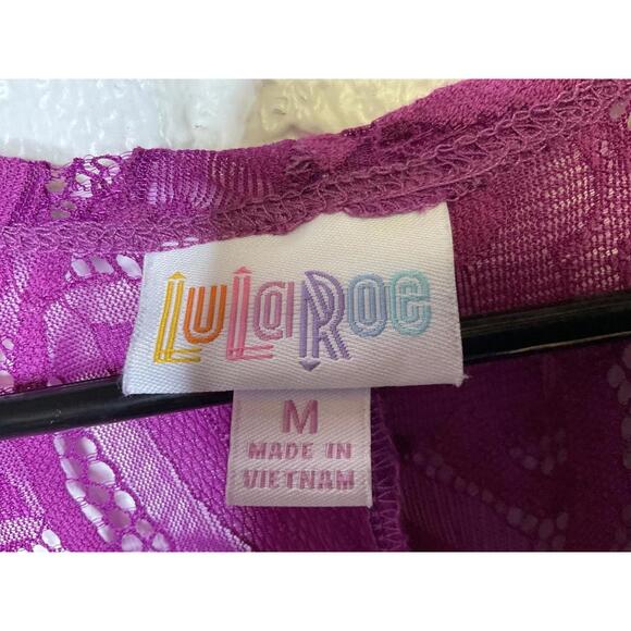 < LuLaRoe Fuchsia Open Front Lace Cardigan > - Picture 2 of 4